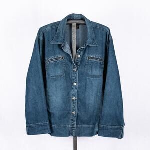 Ashley Stewart Women's Denim Trucker Jacket Size 24W Classic Casual Western Jean